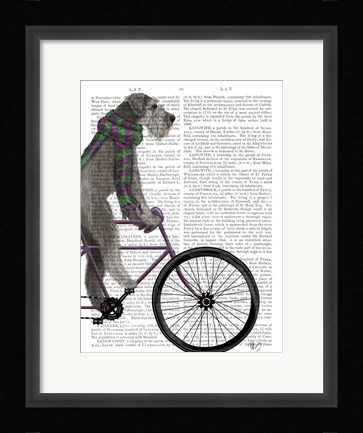 Framed Schnauzer on Bicycle, Grey Print
