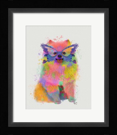 Framed Rainbow Splash Pomeranian Print