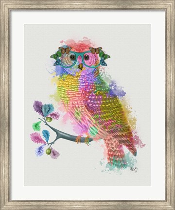 Framed Rainbow Splash Owl Print