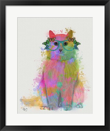 Framed Rainbow Splash Cat 3, Full Print