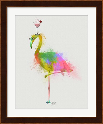Framed Rainbow Splash Flamingo 2 Print