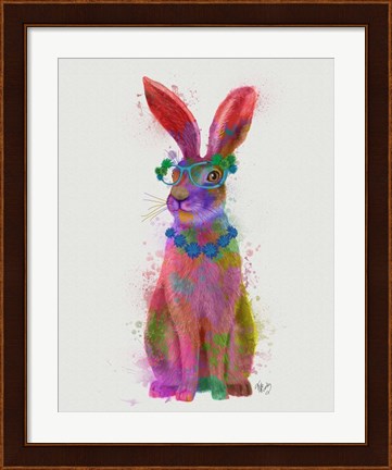 Framed Rainbow Splash Rabbit 2, Full Print
