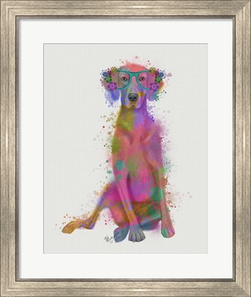 Framed Rainbow Splash Weimaraner, Full Print