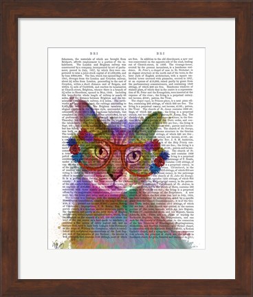 Framed Rainbow Splash Cat 1 Print