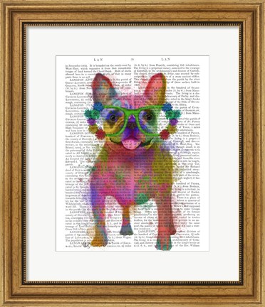Framed Rainbow Splash French Bulldog, Full Print
