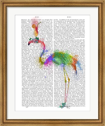 Framed Rainbow Splash Flamingo 1 Print