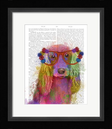Framed Rainbow Splash Cocker Spaniel, Portrait Print