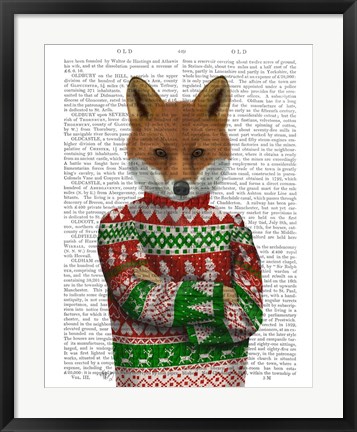 Framed Fox in Christmas Sweater Print