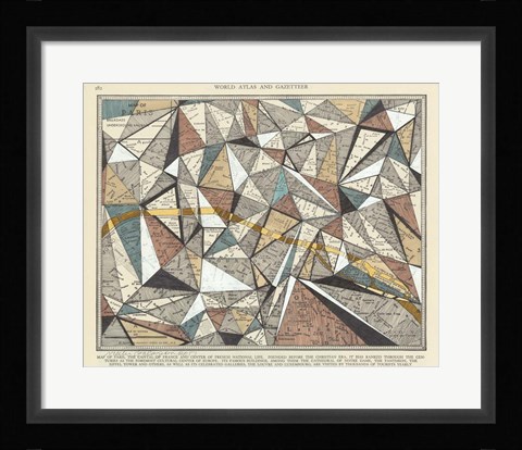 Framed Modern Map of Paris Print