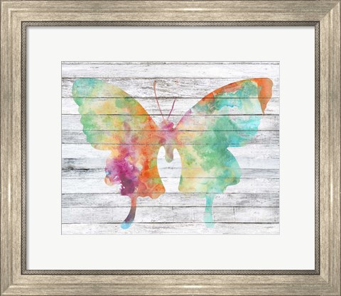 Framed Wings on Wood II Print