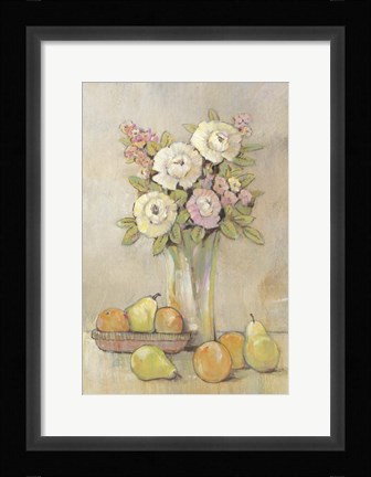 Framed Still Life Study Flowers &amp; Fruit I Print