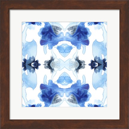 Framed Blue Kaleidoscope I Print