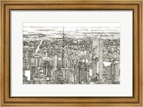 Framed Skyline Sketch I Print