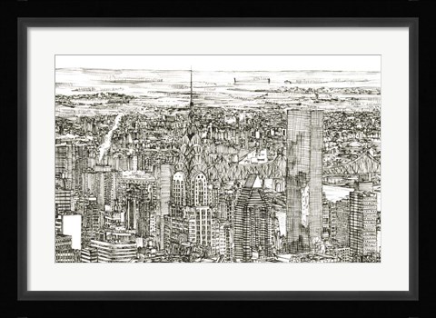 Framed Skyline Sketch I Print