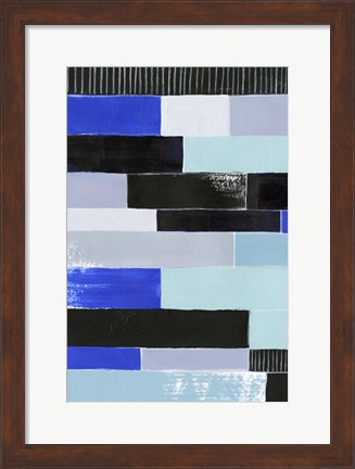 Framed Black &amp; Blue Bricks I Print