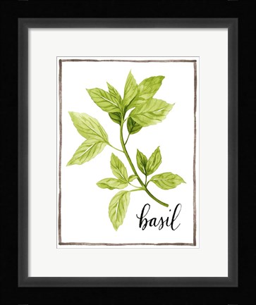 Framed Watercolor Herbs I Print