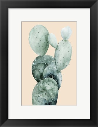 Framed Cactus on Coral I Print