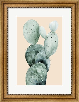 Framed Cactus on Coral I Print