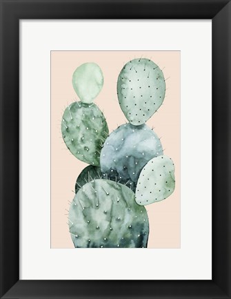 Framed Cactus on Coral II Print