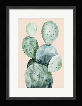 Framed Cactus on Coral II Print