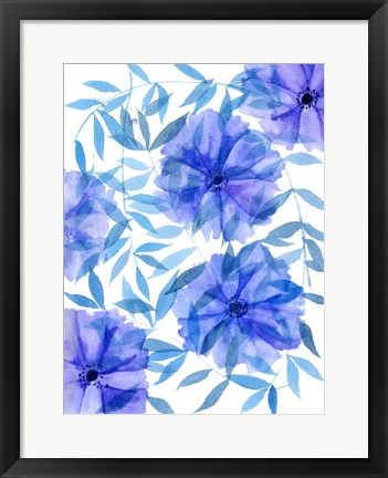 Framed Midnight Flowers I Print