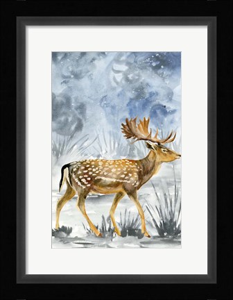 Framed Snowy Night I Print