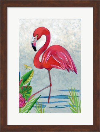 Framed Vivid Flamingo I Print