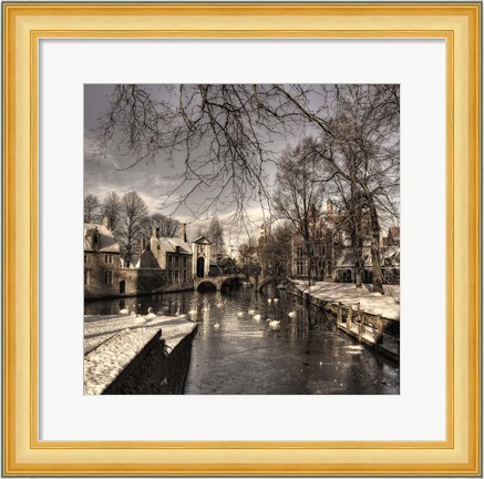 Framed Bruges In Christmas Dress Print