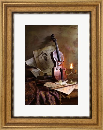Framed Still Life With Violin Print