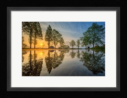 Framed Mount Fuji Reflected In Lake , Japan Print