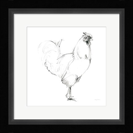 Framed Rooster II Dark Square Print