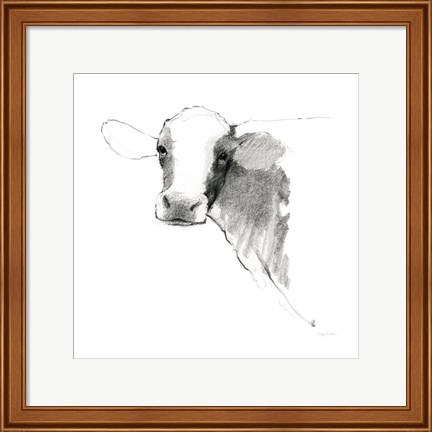 Framed Cow II Dark Square Print
