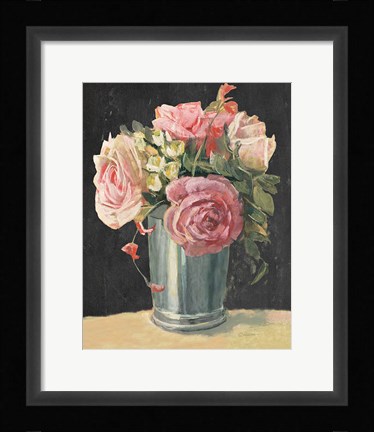 Framed Silver Vase II on Black Print