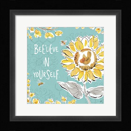 Framed Bee Happy V Print