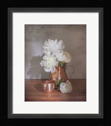 Framed Vintage Peony Dreams Shadows Print
