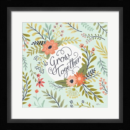 Framed Retro Garden V Mint Print