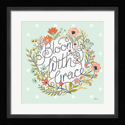 Framed Retro Garden IV Mint Print