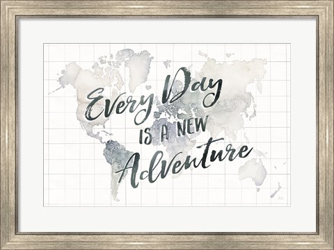 Framed Watercolor Wanderlust World Adventure Print