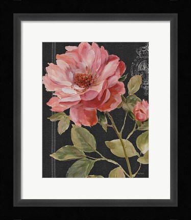 Framed Harmonious Rose Black Print