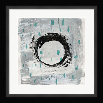 Framed Zen Circle I Crop with Teal Print
