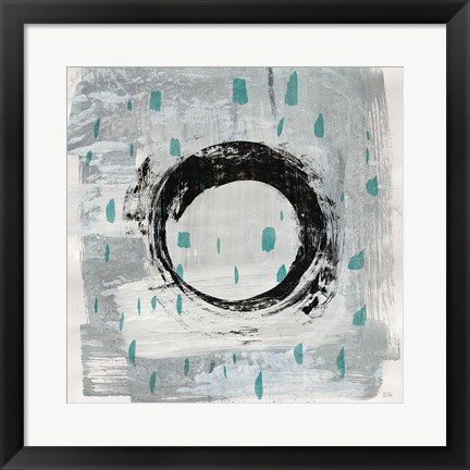 Framed Zen Circle I Crop with Teal Print