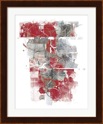 Framed Moving In and Out of Traffic I Red Grey Print