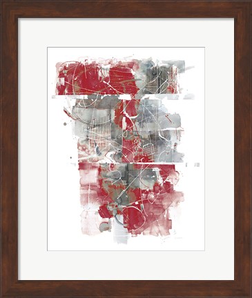 Framed Moving In and Out of Traffic I Red Grey Print