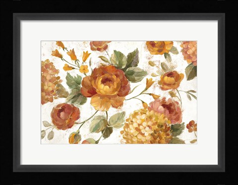 Framed English Garden on White Crop Print