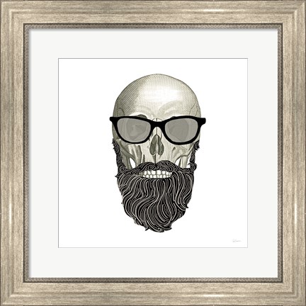Framed Hipster Skull I Print