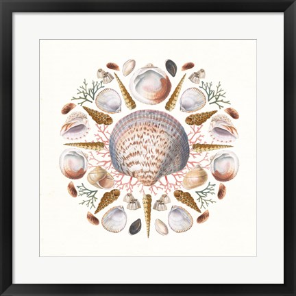Framed Ocean Mandala I Print