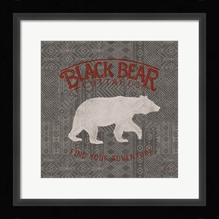 Framed Soft Lodge I Dark with Red Print