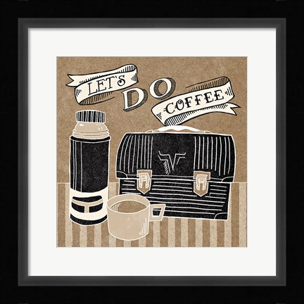 Framed Let's Do Coffee Taupe Print