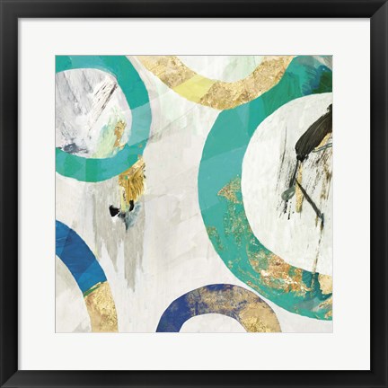 Framed Green Rings II Print
