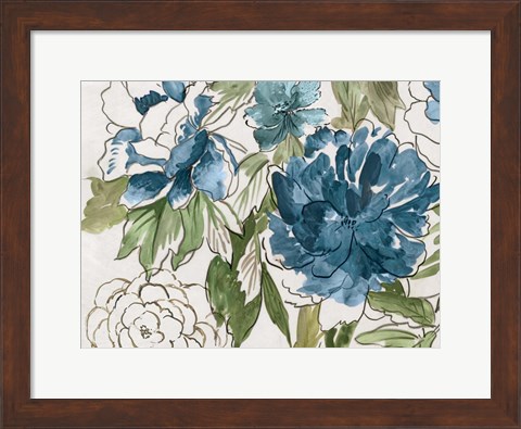 Framed Blue Floral III Print